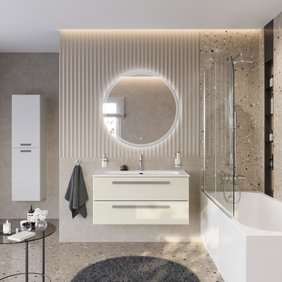 Тумба подвесная с раковиной Cezares ECO-CER-N-1000-2C-SO-AS-P 100 см (раковина CZR-8073-100) альпака брашированная - фото 11