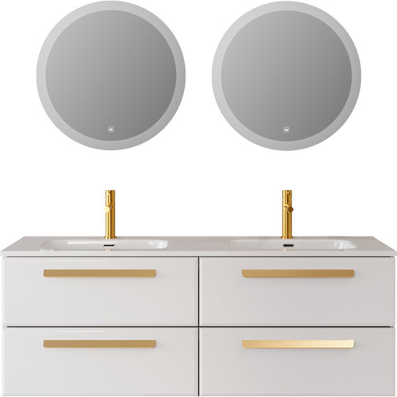 Тумба подвесная с раковиной Cezares ECO-CER-N-1400-4C-SO-2-BL 140 см (раковина CZR-8095-140-2) bianco lucido - фото 15