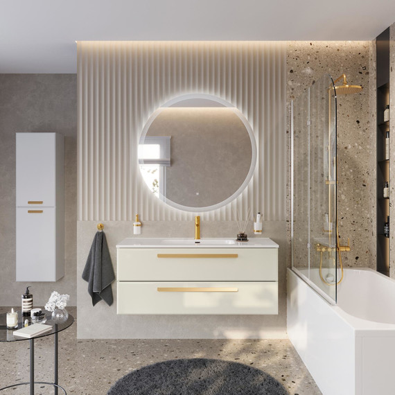 Тумба подвесная с раковиной Cezares ECO-CER-N-1200-2C-SO-AS-P 120 см (раковина CZR-8095-120) альпака брашированная - фото 12