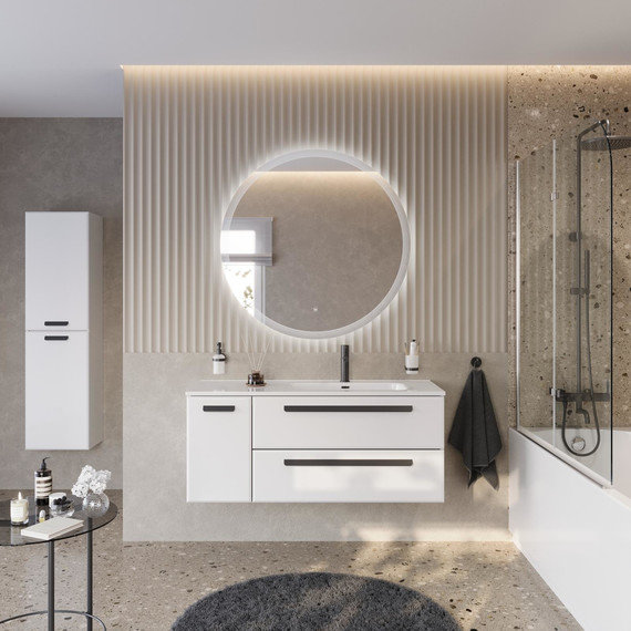 Тумба подвесная с раковиной Cezares ECO-CER-N-1200-2C-1A-SO-BL-R 120 см (раковина CZR-8095-120-R) bianco lucido - фото 10