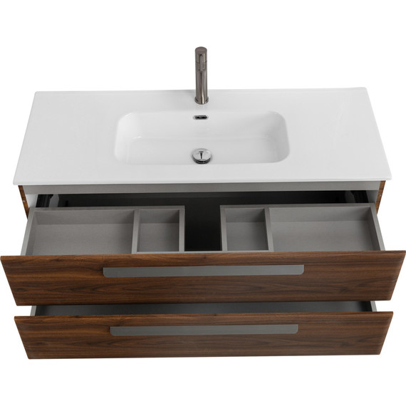 Тумба подвесная с раковиной Cezares ECO-CER-N-1200-2C-SO-NCS-P 120 см (раковина CZR-8095-120) орех шоколад софт - фото 4