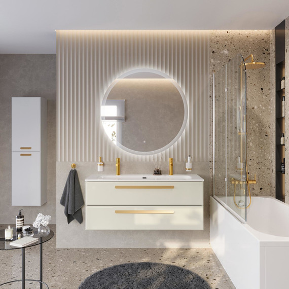 Тумба подвесная с раковиной Cezares ECO-CER-N-1200-2C-SO-AS-P 120 см (раковина CZR-8073-120-1-2) альпака брашированная - фото 11