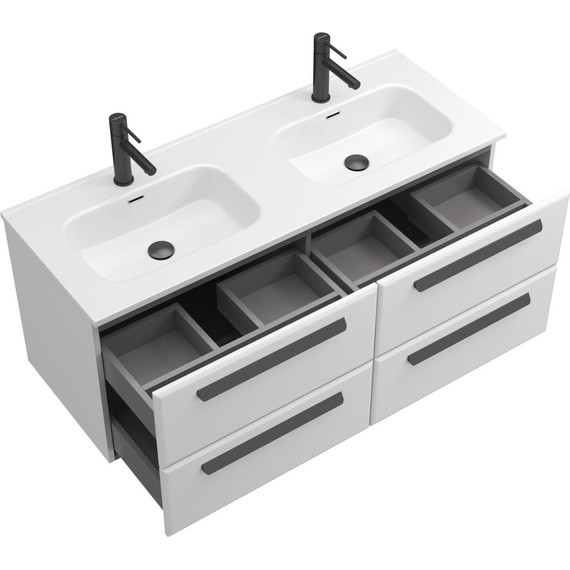 Тумба подвесная с раковиной Cezares ECO-CER-N-1200-4C-SO-2-BL 120 см (раковина CZR-8095-120-2) bianco lucido - фото 4