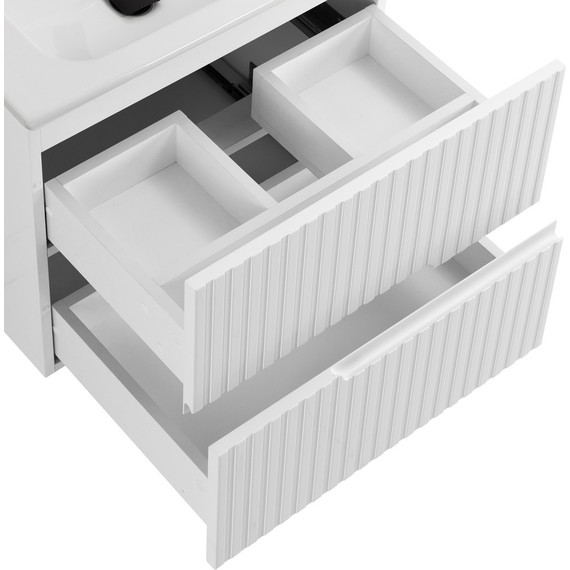 Тумба подвесная с раковиной Cezares DUET-N-700-2C-SO-BL 70 см (раковина CZR-8095-70) bianco lucido - фото 5