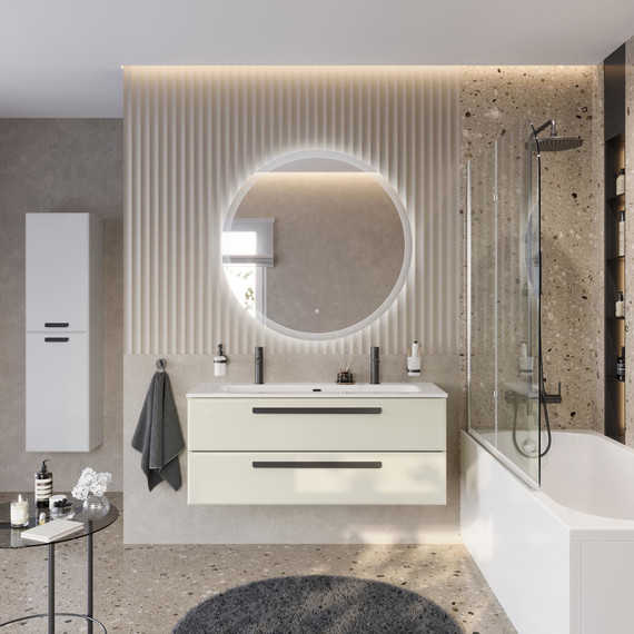 Тумба подвесная с раковиной Cezares ECO-CER-N-1200-2C-SO-AS-P 120 см (раковина CZR-8073-120-1-2) альпака брашированная - фото 13