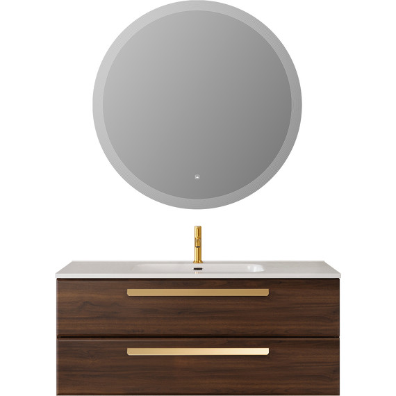 Тумба подвесная с раковиной Cezares ECO-CER-N-1200-2C-SO-NCS-P 120 см (раковина CZR-8095-120) орех шоколад софт - фото 7