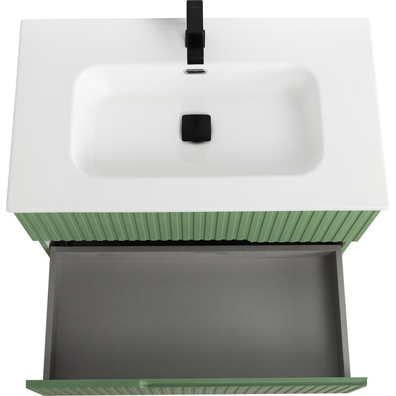 Тумба подвесная с раковиной Cezares DUET-N-800-2C-SO-PS-P 80 см (раковина CZR-8095-80) фисташковый софт - фото 6