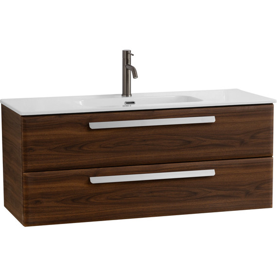 Тумба подвесная с раковиной Cezares ECO-CER-N-1200-2C-SO-NCS-P 120 см (раковина CZR-8095-120) орех шоколад софт - фото 2