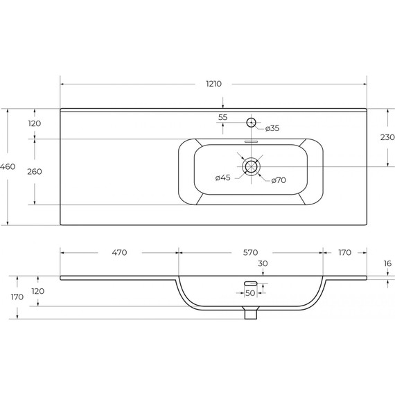 Тумба подвесная с раковиной Cezares ECO-CER-N-1200-2C-1A-SO-BL-R 120 см (раковина CZR-8095-120-R) bianco lucido - фото 17