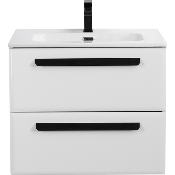 Тумба подвесная с раковиной Cezares ECO-CER-N-700-2C-SO-BL 70 см (раковина CZR-8095-70) bianco lucido - фото 