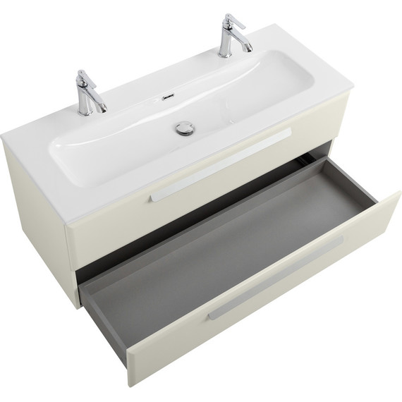 Тумба подвесная с раковиной Cezares ECO-CER-N-1200-2C-SO-AS-P 120 см (раковина CZR-8073-120-1-2) альпака брашированная - фото 4