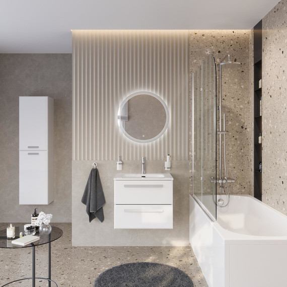 Тумба подвесная с раковиной Cezares ECO-CER-N-600-2C-SO-BL 60 см (раковина CZR-8073-60) bianco lucido - фото 14