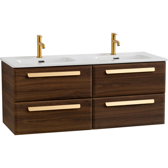 Тумба подвесная с раковиной Cezares ECO-CER-N-1200-4C-SO-2-NCS-P 120 см (раковина CZR-8095-120-2) орех шоколад софт - фото 2