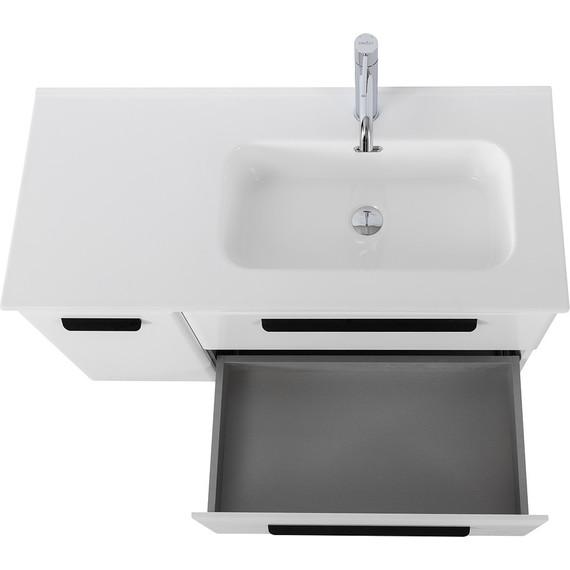 Тумба подвесная с раковиной Cezares ECO-CER-N-1000-2C-1A-SO-BL-R 100 см (раковина CZR-8095-100-R) bianco lucido - фото 9