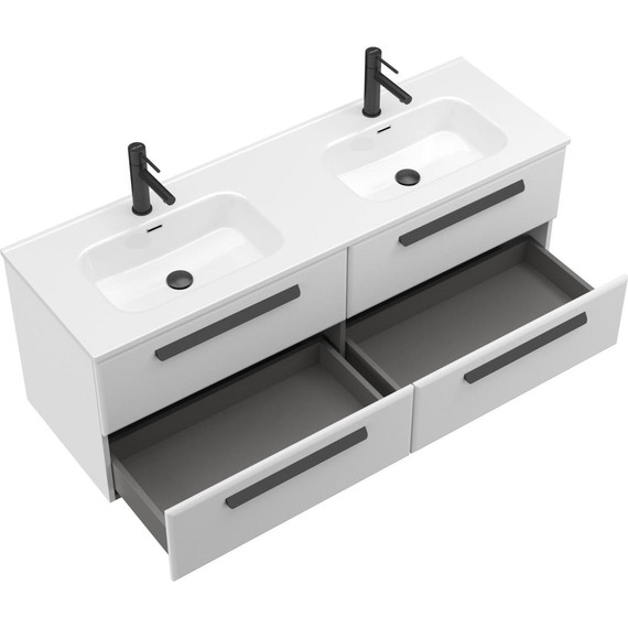 Тумба подвесная с раковиной Cezares ECO-CER-N-1400-4C-SO-2-BL 140 см (раковина CZR-8095-140-2) bianco lucido - фото 6