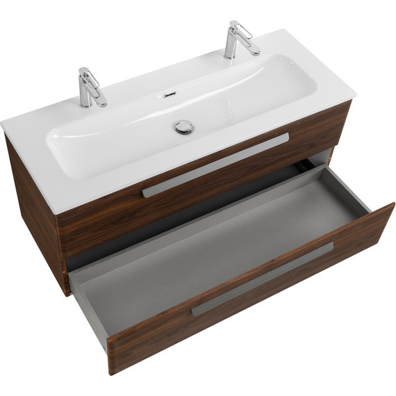 Тумба подвесная с раковиной Cezares ECO-CER-N-1200-2C-SO-NCS-P 120 см (раковина CZR-8073-120-1-2) орех шоколад софт - фото 3