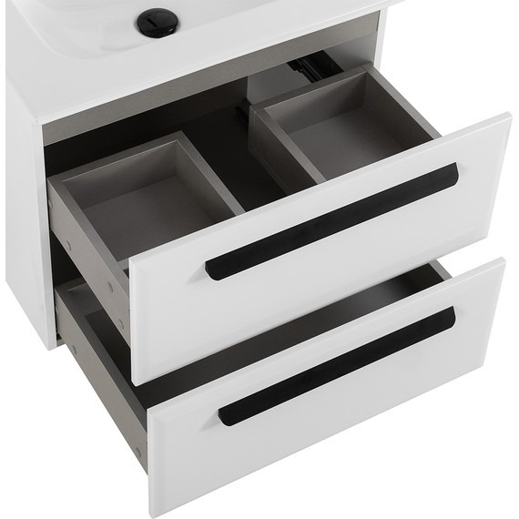 Тумба подвесная с раковиной Cezares ECO-CER-N-600-2C-SO-BL 60 см (раковина CZR-8073-60) bianco lucido - фото 5