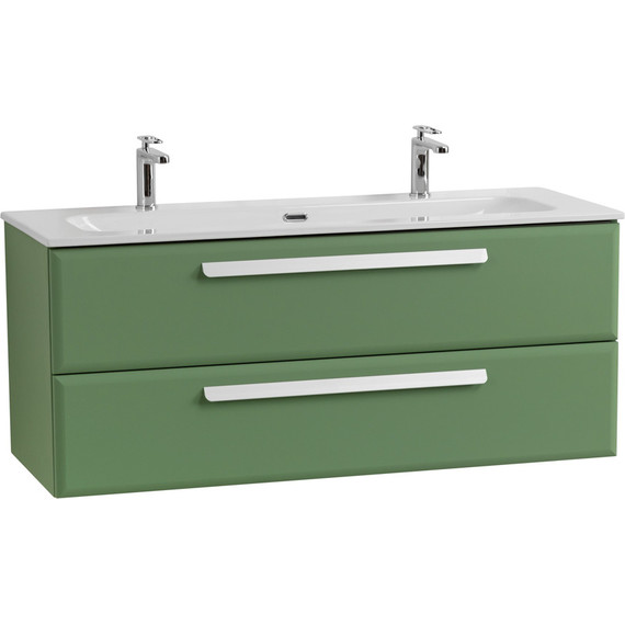 Тумба подвесная с раковиной Cezares ECO-CER-N-1200-2C-SO-PS-P 120 см (раковина CZR-8073-120-1-2) фисташковый софт - фото 2