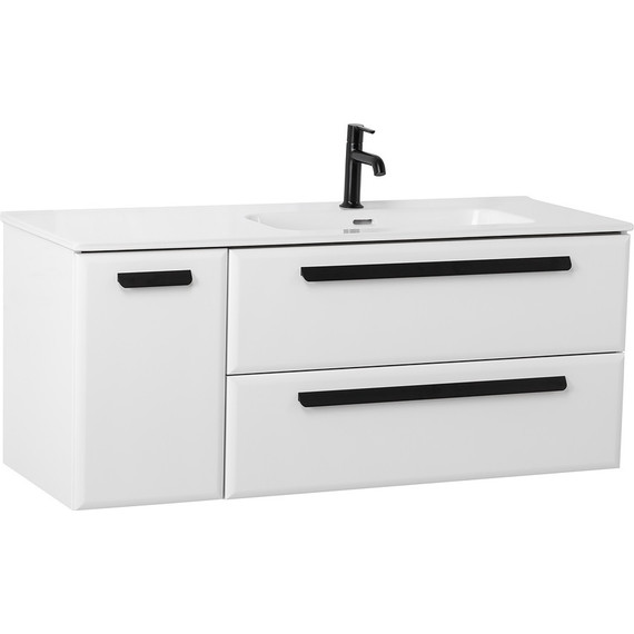 Тумба подвесная с раковиной Cezares ECO-CER-N-1200-2C-1A-SO-BL-R 120 см (раковина CZR-8095-120-R) bianco lucido - фото 3