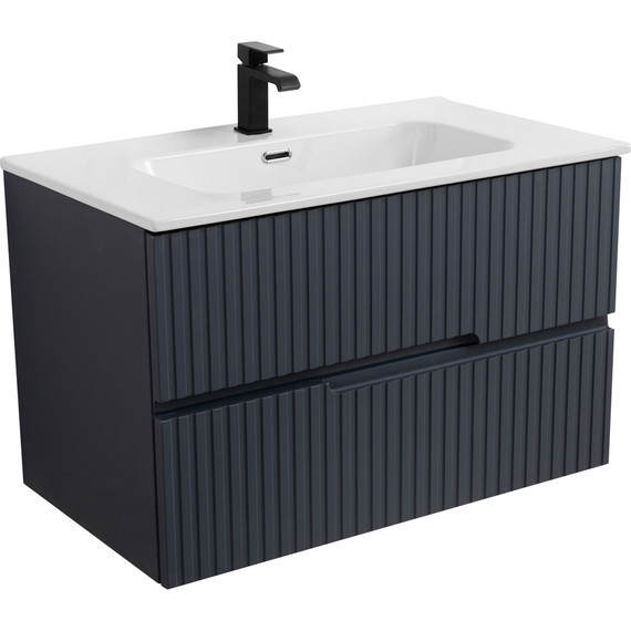 Тумба подвесная с раковиной Cezares DUET-N-800-2C-SO-GR-P 80 см (раковина CZR-8095-80) grafito - фото 2