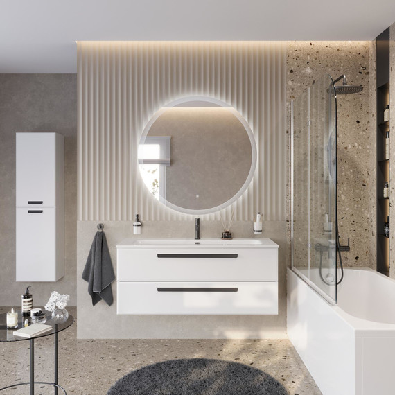 Тумба подвесная с раковиной Cezares ECO-CER-N-1200-2C-SO-BL 120 см (раковина CZR-8073-120) bianco lucido - фото 11