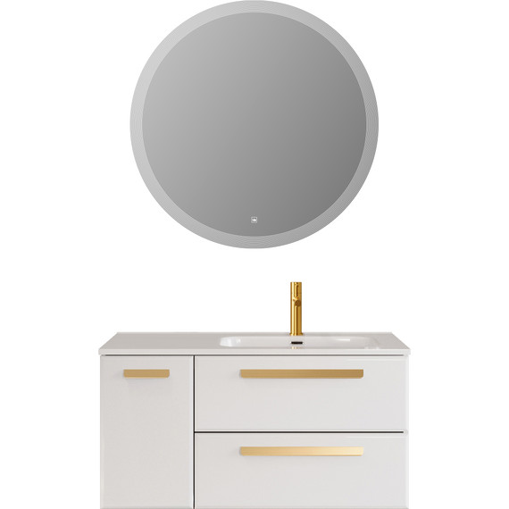 Тумба подвесная с раковиной Cezares ECO-CER-N-1000-2C-1A-SO-BL-R 100 см (раковина CZR-8095-100-R) bianco lucido - фото 17