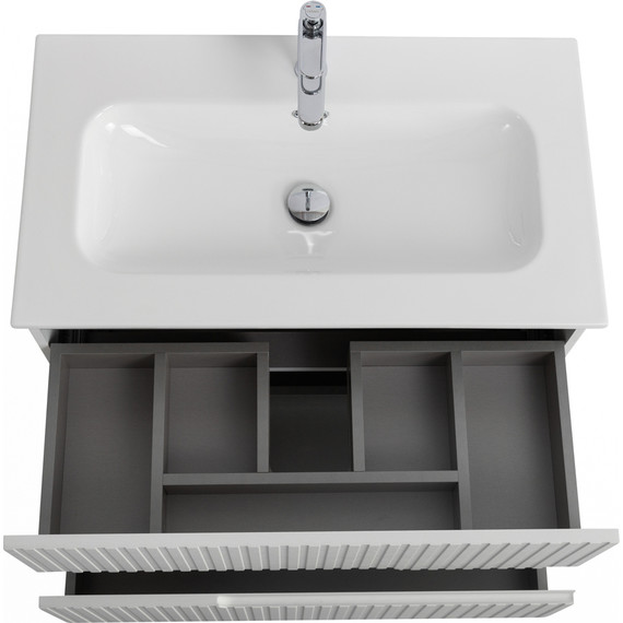 Тумба подвесная с раковиной Cezares DUET-N-800-2C-SO-FBS-P 80 см (раковина CZR-8073-80) ясень белый софт - фото 4