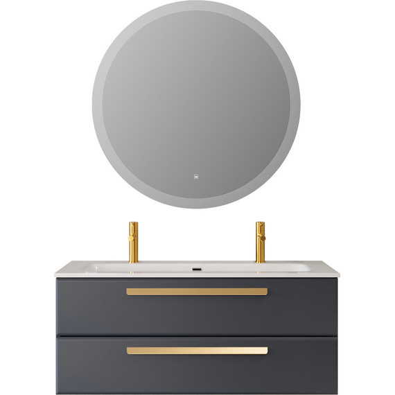 Тумба подвесная с раковиной Cezares ECO-CER-N-1200-2C-SO-GR-P 120 см (раковина CZR-8073-120-1-2) grafito - фото 14