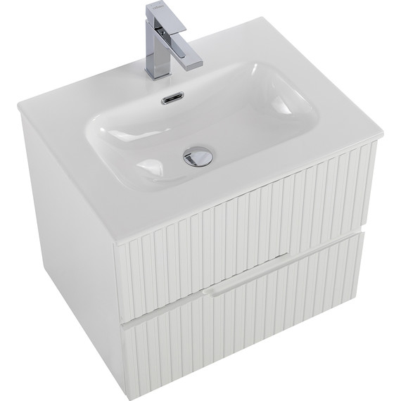 Тумба подвесная с раковиной Cezares DUET-N-600-2C-SO-BL 60 см (раковина CZR-8073-60) bianco lucido - фото 4