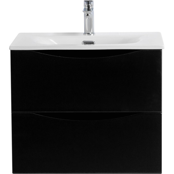 Тумба подвесная с раковиной BelBagno MARINO-CER-N-600-2C-SO-NL-P 60 см, nero lucido - фото 