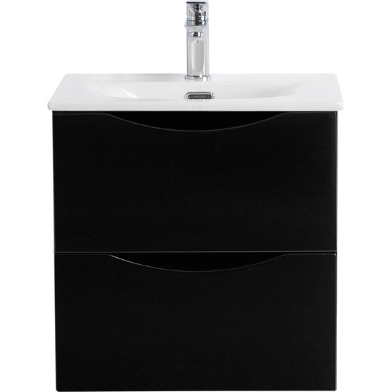 Тумба подвесная с раковиной BelBagno MARINO-CER-MINI-500-2C-SO-NL-P 50 см, nero lucido - фото 