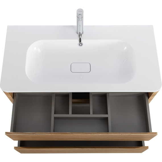 Тумба подвесная с раковиной Cezares RELAX-1000-2C-SO-RC-P 100 см (раковина CZR-1000/480-LV-MR-NV) дуб карамельный - фото 5