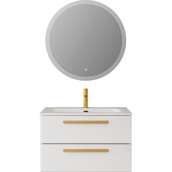 Тумба подвесная с раковиной Cezares ECO-CER-N-800-2C-SO-BL 80 см (раковина CZR-8073-80) bianco lucido - фото 14