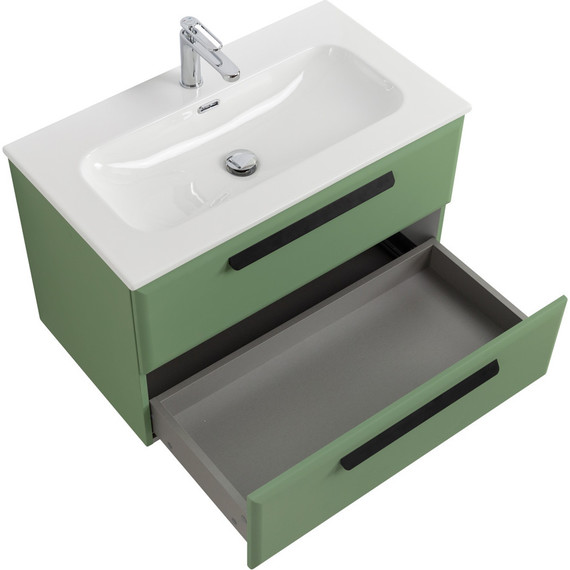 Тумба подвесная с раковиной Cezares ECO-CER-N-800-2C-SO-PS-P 80 см (раковина CZR-8073-80) фисташковый софт - фото 3