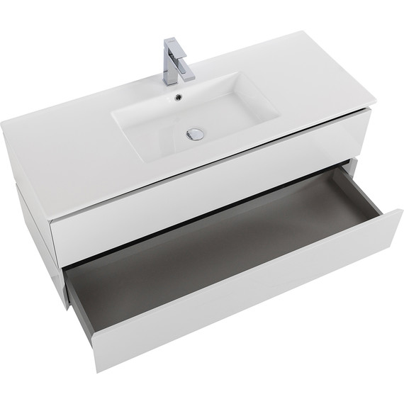 Тумба подвесная с раковиной Cezares PLANE-1200-2C-SO-BL 120 см (раковина CZR-8002-120) bianco lucido - фото 5
