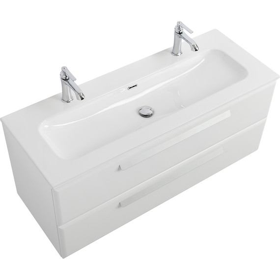 Тумба подвесная с раковиной Cezares ECO-CER-N-1200-2C-SO-BL 120 см (раковина CZR-8073-120-1-2) bianco lucido - фото 3