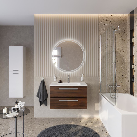 Тумба подвесная с раковиной Cezares ECO-CER-N-800-2C-SO-NCS-P 80 см (раковина CZR-8095-80) орех шоколад софт - фото 9