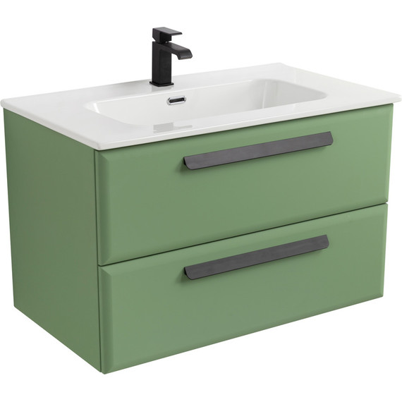 Тумба подвесная с раковиной Cezares ECO-CER-N-800-2C-SO-PS-P 80 см (раковина CZR-8095-80) фисташковый софт - фото 2