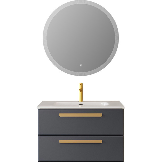 Тумба подвесная с раковиной Cezares ECO-CER-N-800-2C-SO-GR-P 80 см (раковина CZR-8095-80) grafito - фото 12