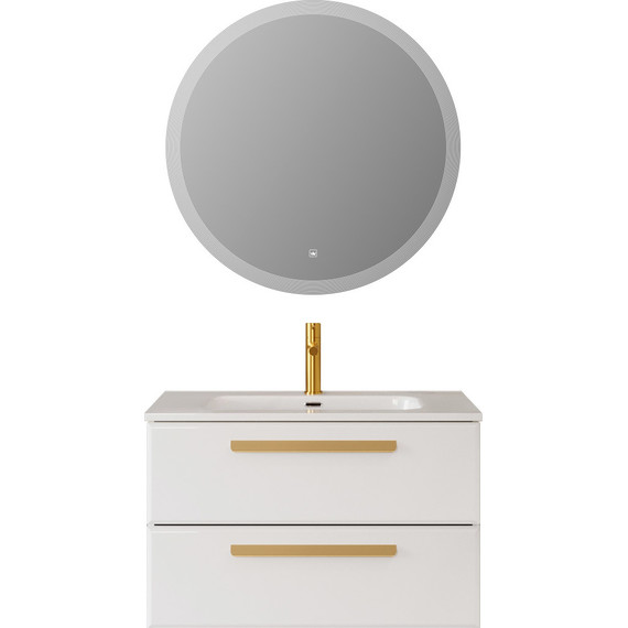 Тумба подвесная с раковиной Cezares ECO-CER-N-800-2C-SO-BL 80 см (раковина CZR-8095-80) bianco lucido - фото 7