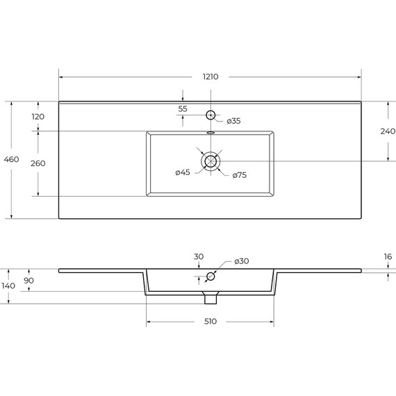 Тумба подвесная с раковиной Cezares PLANE-1200-2C-SO-BL 120 см (раковина CZR-8002-120) bianco lucido - фото 11
