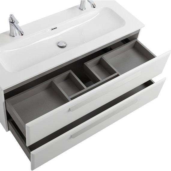 Тумба подвесная с раковиной Cezares ECO-CER-N-1200-2C-SO-BL 120 см (раковина CZR-8073-120-1-2) bianco lucido - фото 5