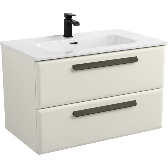 Тумба подвесная с раковиной Cezares ECO-CER-N-800-2C-SO-AS-P 80 см (раковина CZR-8095-80) альпака брашированная - фото 2