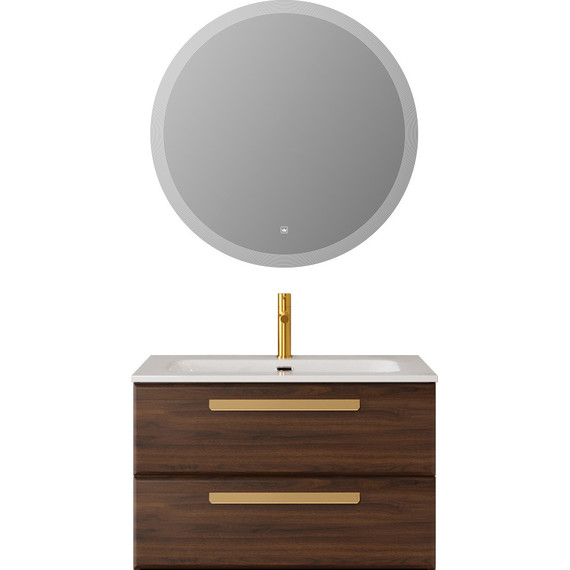 Тумба подвесная с раковиной Cezares ECO-CER-N-800-2C-SO-NCS-P 80 см (раковина CZR-8073-80) орех шоколад софт - фото 15