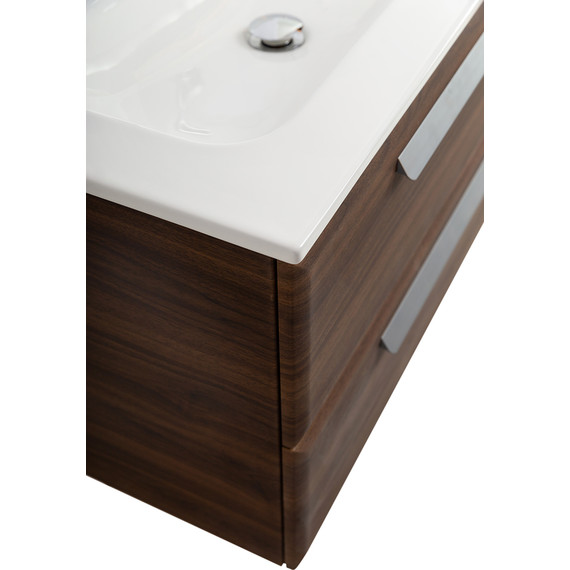 Тумба подвесная с раковиной Cezares ECO-CER-N-800-2C-SO-NCS-P 80 см (раковина CZR-8073-80) орех шоколад софт - фото 7