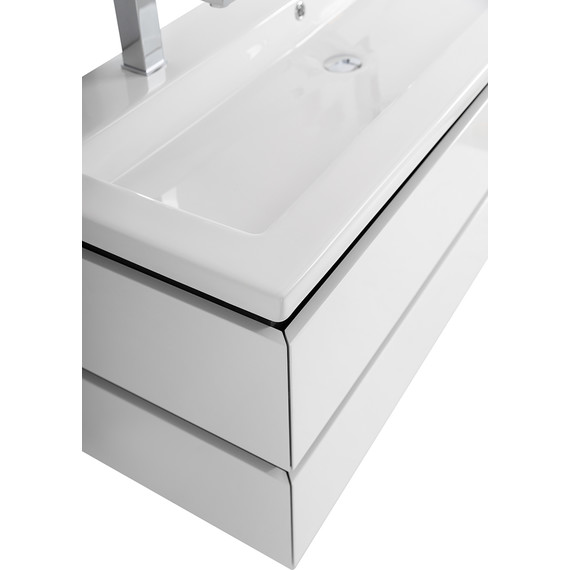 Тумба подвесная с раковиной Cezares PLANE-1200-2C-SO-BL 120 см (раковина CZR-8070-120-1-2) bianco lucido - фото 6