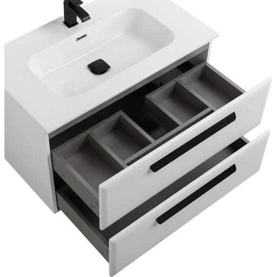 Тумба подвесная с раковиной Cezares ECO-CER-N-800-2C-SO-BO 80 см (раковина CZR-8095-80) bianco opaco - фото 5