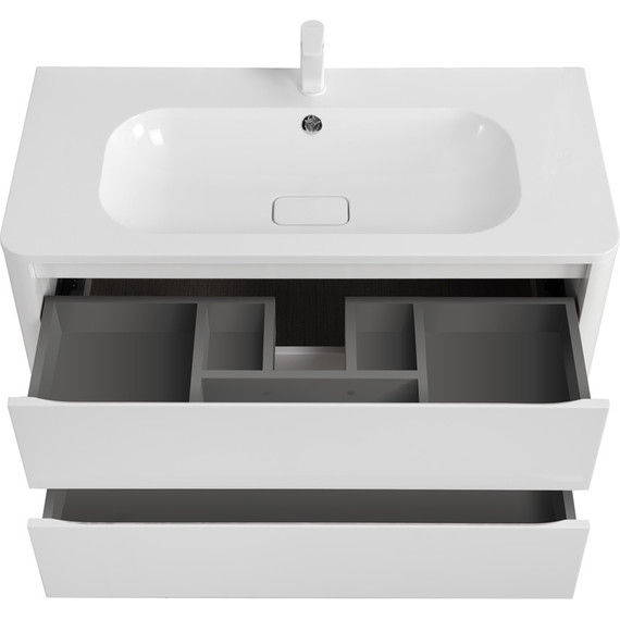 Тумба подвесная с раковиной Cezares RELAX-1000-2C-SO-BL 100 см (раковина CZR-1000/480-LV-MR-NV) bianco lucido - фото 4