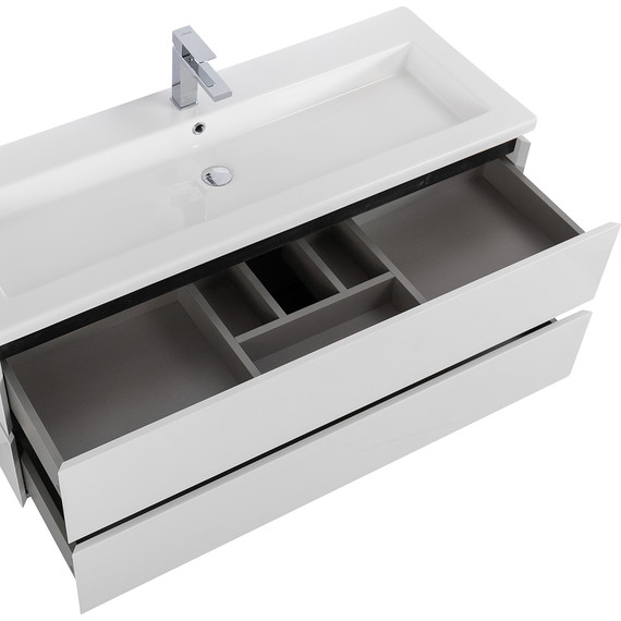 Тумба подвесная с раковиной Cezares PLANE-1200-2C-SO-BL 120 см (раковина CZR-8070-120) bianco lucido - фото 7