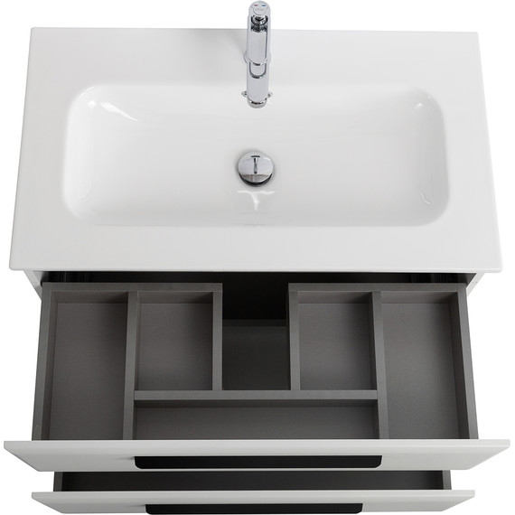 Тумба подвесная с раковиной Cezares ECO-CER-N-800-2C-SO-BL 80 см (раковина CZR-8073-80) bianco lucido - фото 4